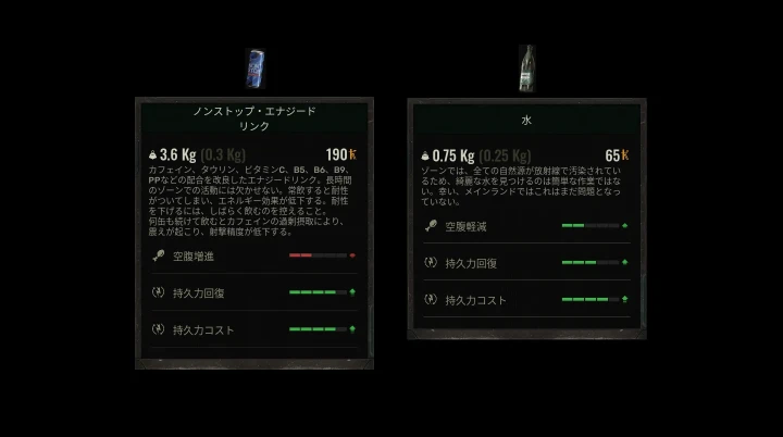 エナジードリンクと水の比較